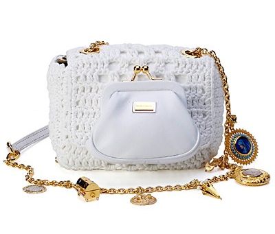 Dolce&Gabbana, белая сумка, кружева, золотая цепочка